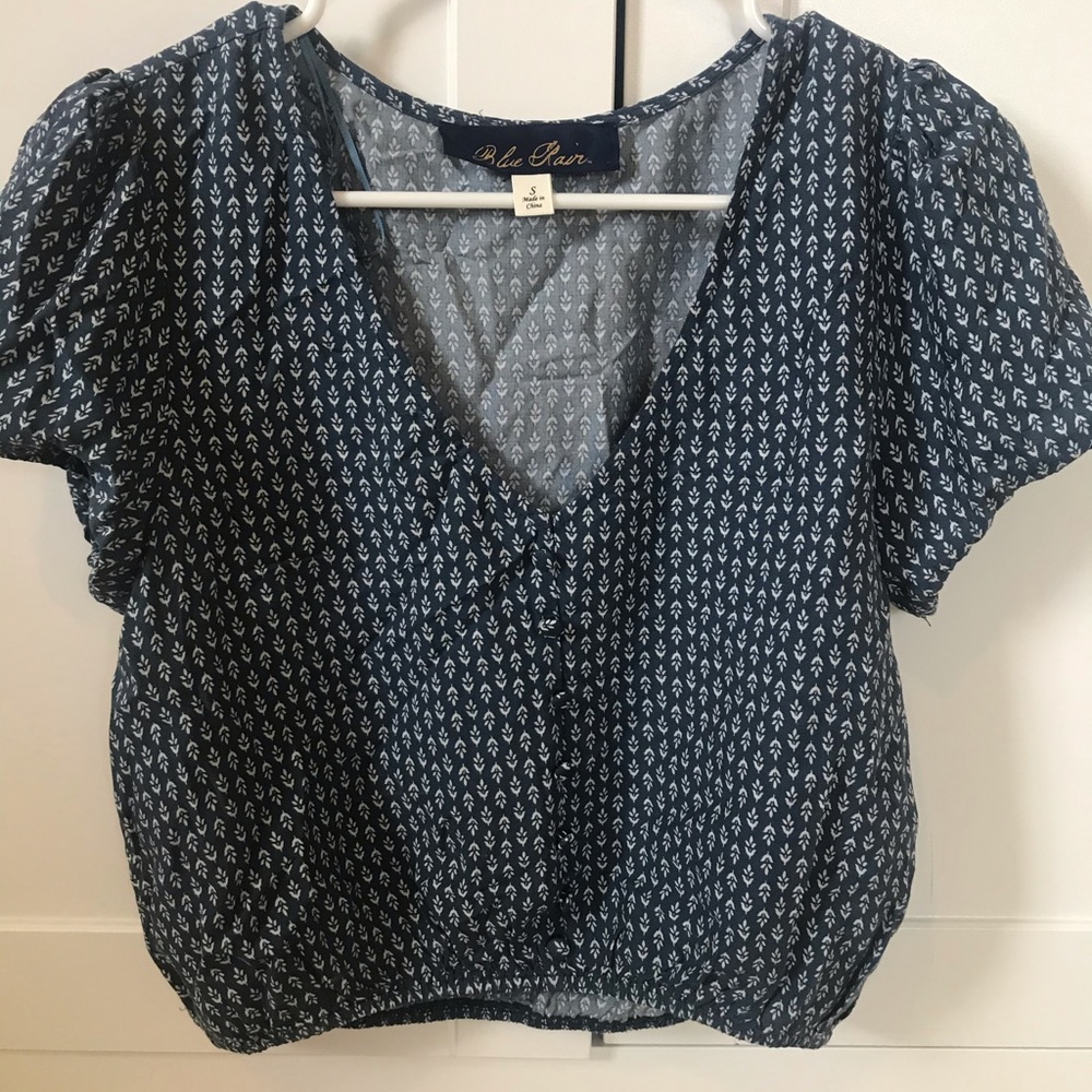 BLUE PRINTED WOMENS SUMMER TOP🦋